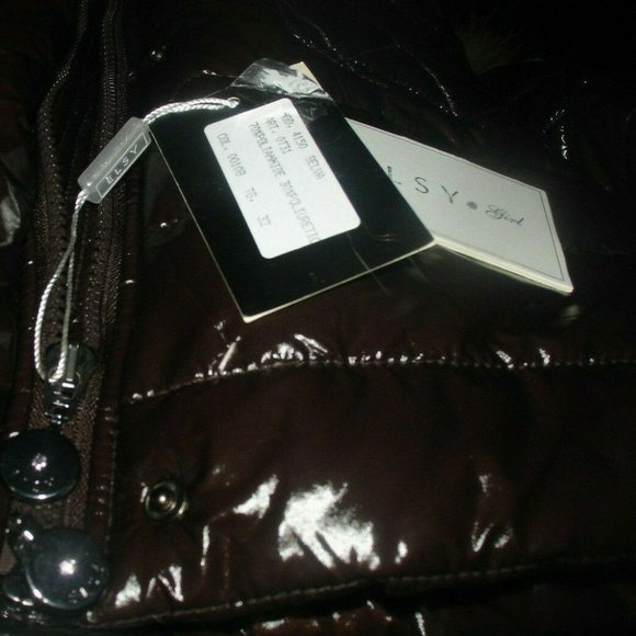 NWT ELSYGIRL RemovableFurHoodPufferShinyJacketCoatParkaBrownItalianDesig… - Picture 5 of 12